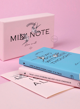 九口山MINI NOTE迷你7系列一对燕子情人节节日礼盒粉色笔记本套装