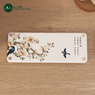 硅藻泥工笔印花硬垫厨房台面沥水垫卫浴洗手台置物垫防潮吸水垫