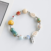 文艺小清新景德镇手串民族风陶瓷手链新中式 学生闺蜜手饰地摊货源