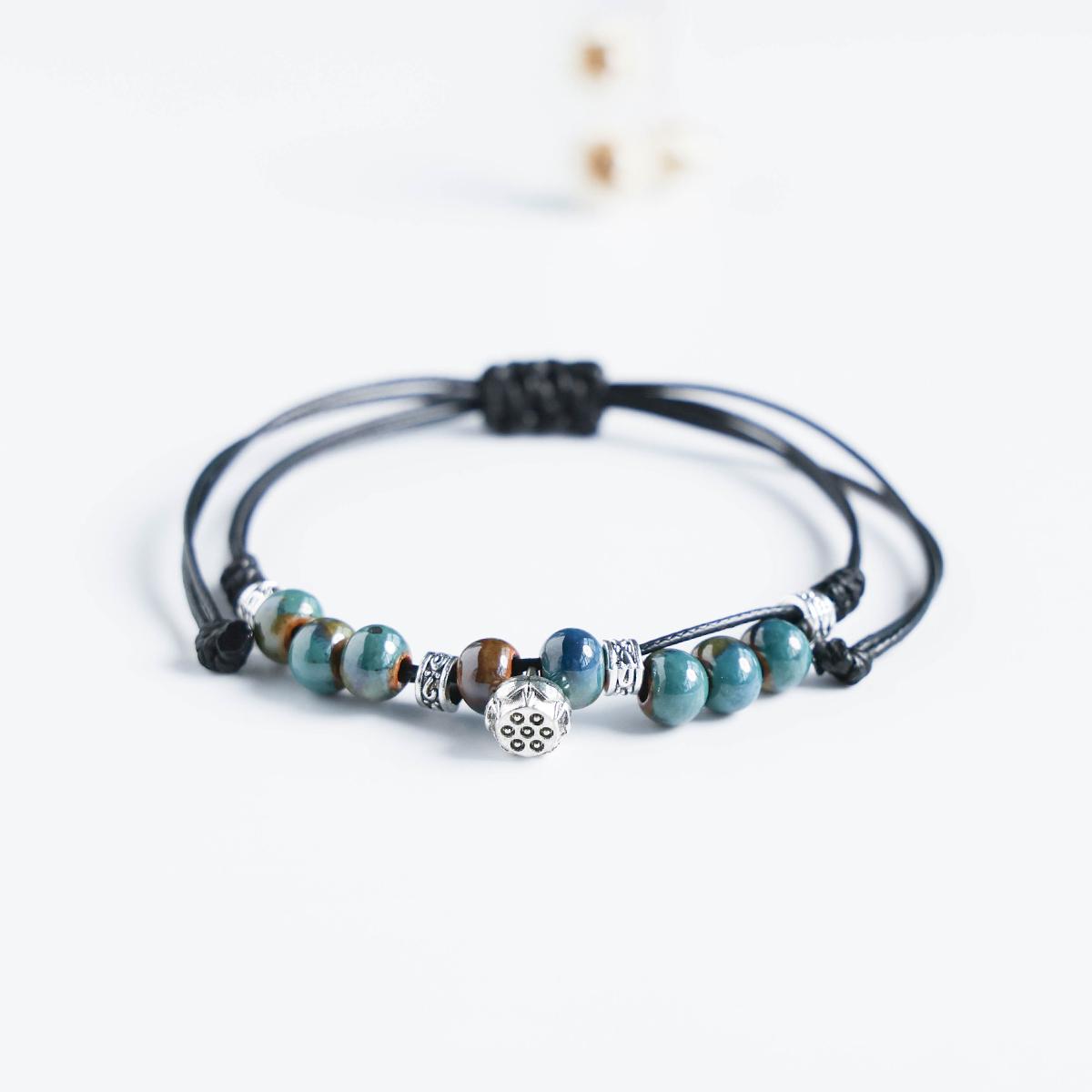 景德镇瓷珠编织手绳陶瓷手链新中式学生手串夜市地摊文艺古风手饰