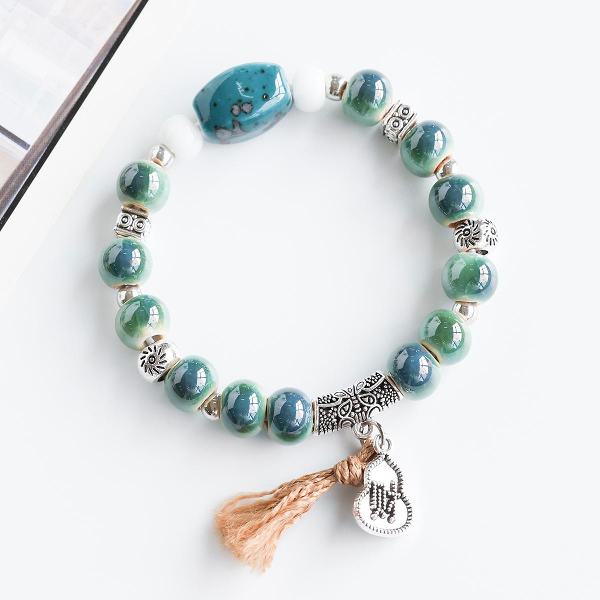 民族风招财手绳景德镇陶瓷手链新中式情侣学生手串轻奢高级感手饰