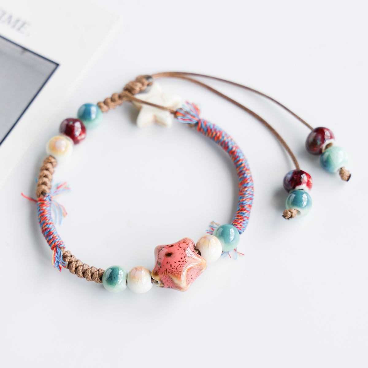 文艺古风瓷珠编织手绳新中式陶瓷手链景德镇手串女轻奢高级感手饰