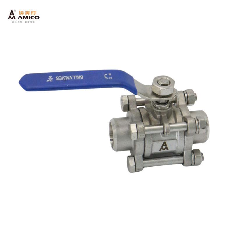 正品埃美柯三片式304不锈钢球阀