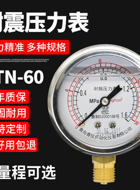 耐震压力表60表盘/25/40/6/1.6MPA液压油压表水压表防震气压表2.5