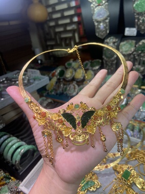 台湾工项圈 鎏金蝴蝶项圈