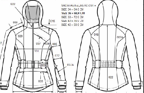 6运动类上装。女式滑雪服上衣16335纸样