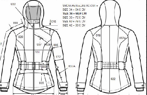 6运动类上装。女式滑雪服上衣16335纸样