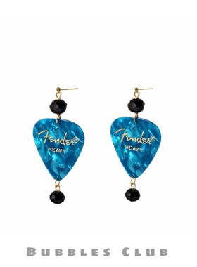 Bubbles club 日本与君相恋100次同款拨片耳环天然黑石手工串珠