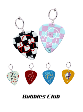 Bubbles Club音乐节系列原创插画系列可爱吉他拨片耳环可弹奏耳夹