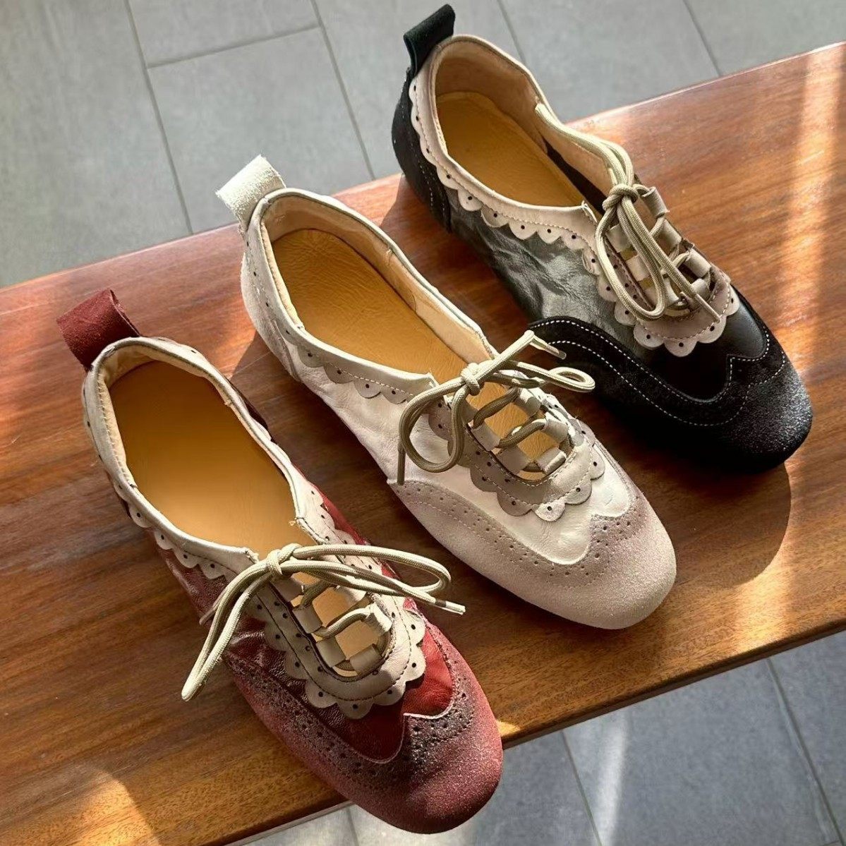 咖色复古圆头小皮鞋2026春秋新款深口系带低帮平底女鞋百搭乐福鞋,女鞋,深口单鞋,淘宝优惠券,粉丝福利购,淘宝优惠卷