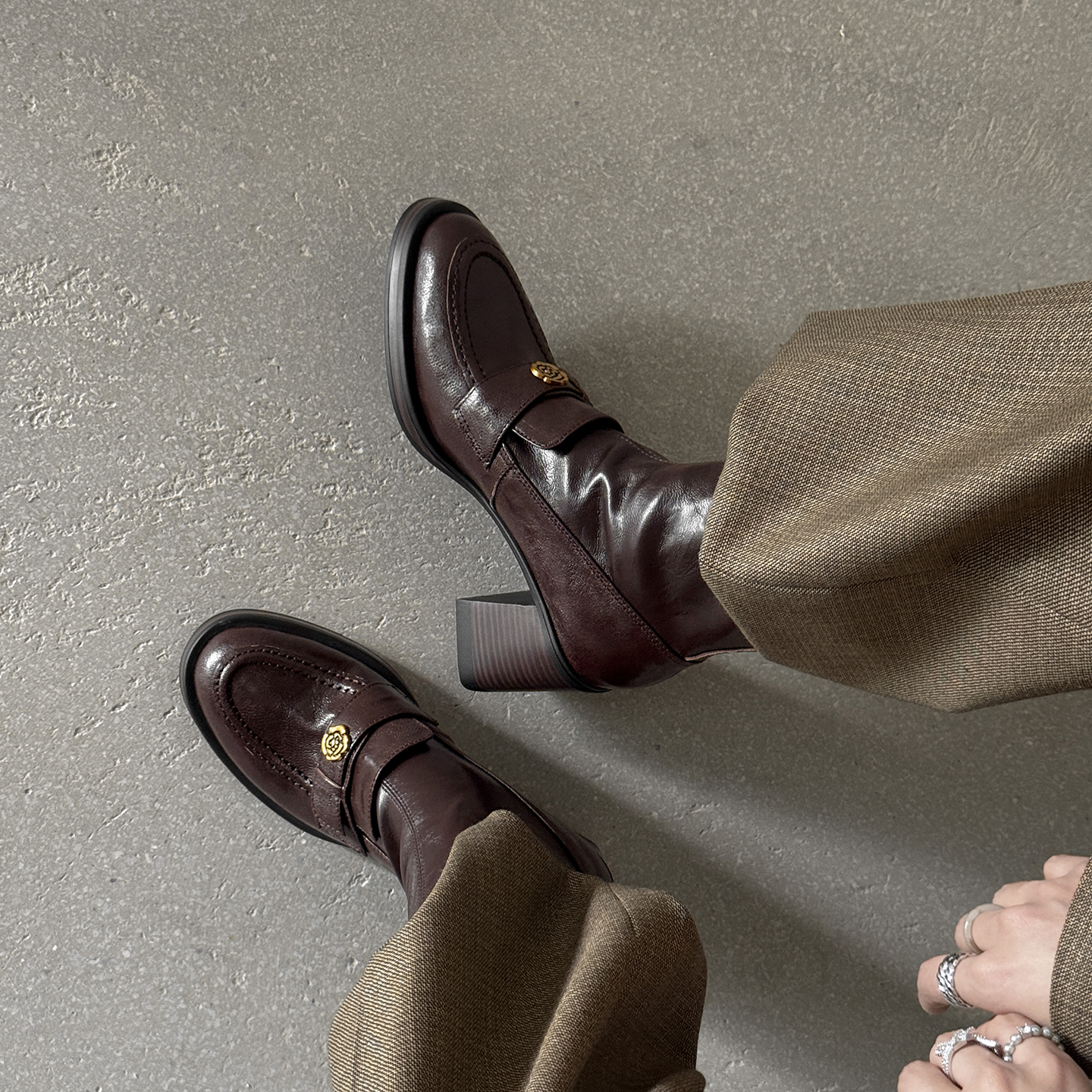 复古法式短靴山茶花弹力高跟祼靴