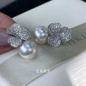 M家浪漫花瓣11 芭家珠宝 巴黎玫瑰 12爱迪生淡水珍珠925纯银耳钉