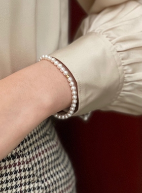 手链芭家baby18k镭射金豆弹力