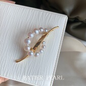 中古淡水珍珠胸针吊坠两用爆款 芭家珠宝优雅曲线Mikimot 同款 礼物