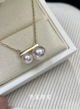 双珠平衡日本akoya海水珍珠项链