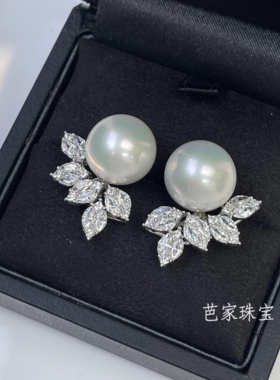 芭家珠宝高定  花漾邂逅 贵妇款12mm爱迪生淡水珍珠925纯银耳钉