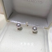 经典 款 单珠 现货特价 日本akoya海水正圆8.5mm 白色珍珠18k金耳钉