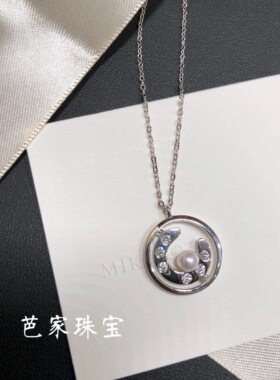 幸运金币正圆珍珠纯银吊坠项链