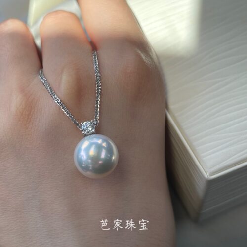 特芭家 传家宝 13-14mm大白淡水爱迪生珍珠925纯银吊坠母亲节爆款