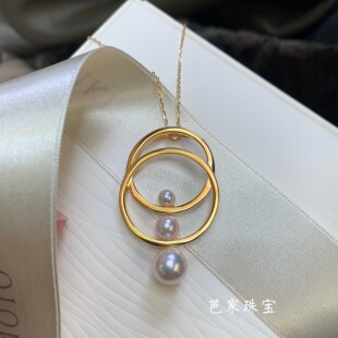 芭家珠宝 T家日本akoya海水珍珠925纯银项链毛衣链 无限宇宙