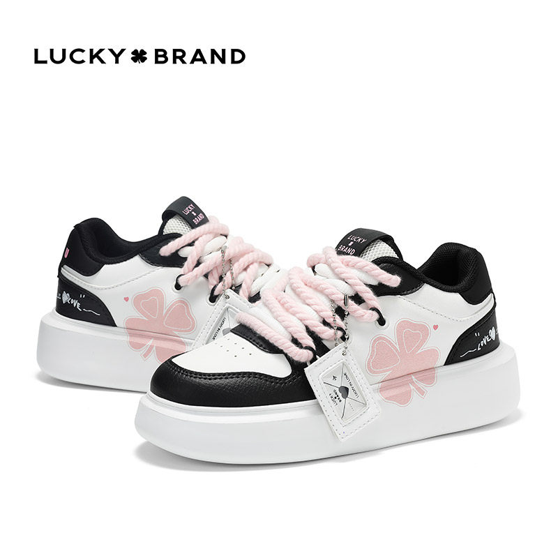 LUCKYBRAND板鞋女士四叶草休闲鞋大LOGO时尚学生潮流男士透气舒适