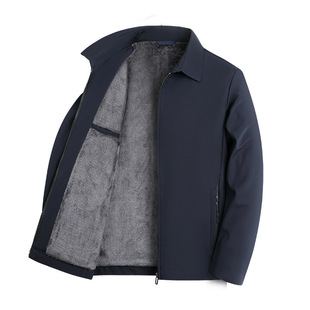 中老年爸爸装加绒外套夹克男士商务休闲中老年行政加厚2025秋冬