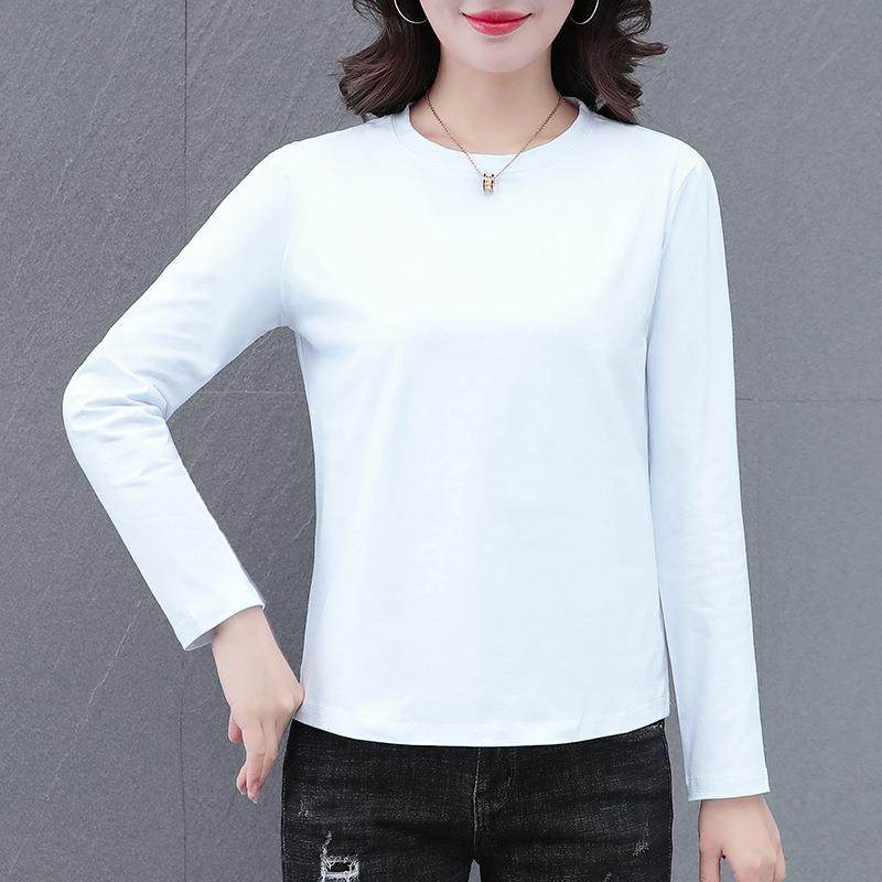 休闲纯棉t恤女士2025春秋季新款洋气百搭减龄宽松T打底衫上衣跨境