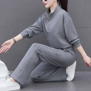 时尚 洋气显瘦减龄卫衣休闲服两件套 女春秋2025新款 半拉链运动套装