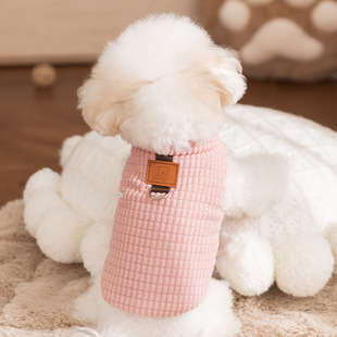 小狗狗衣服秋冬装简约布标韩版绒衣泰迪比熊幼犬小型犬宠物狗衣服