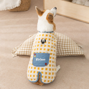 狗狗衣服秋冬季保暖羊羔绒格子柯基绒衣两脚中小型犬腊肠宠物衣服