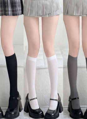 天鹅绒日系小腿袜薄款灰色简约jk中筒袜黑色半截丝袜女微压瘦腿袜