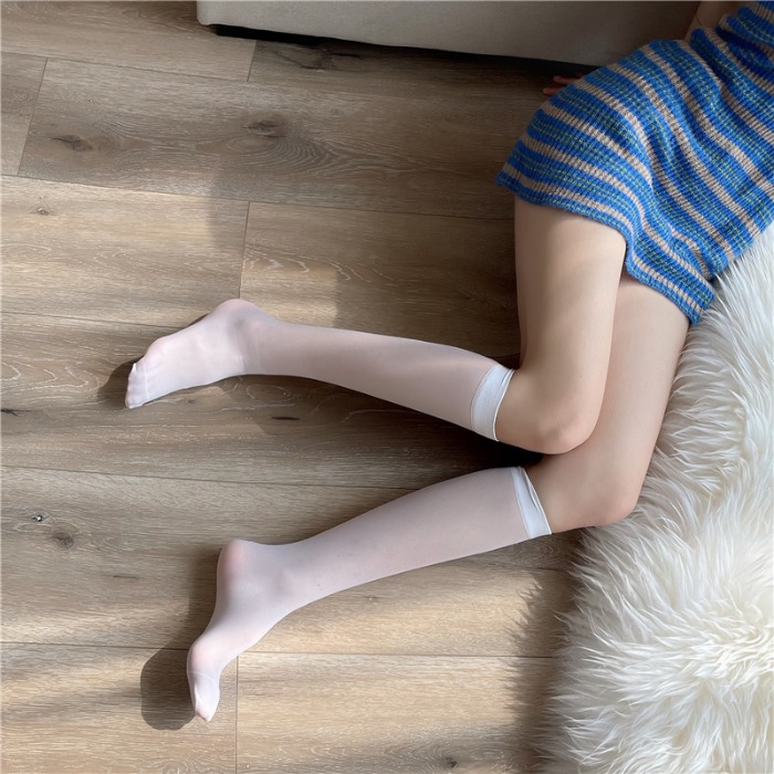 日系白色小腿袜夏季薄款天鹅绒透明黑丝袜短袜子女中筒jk制服半筒