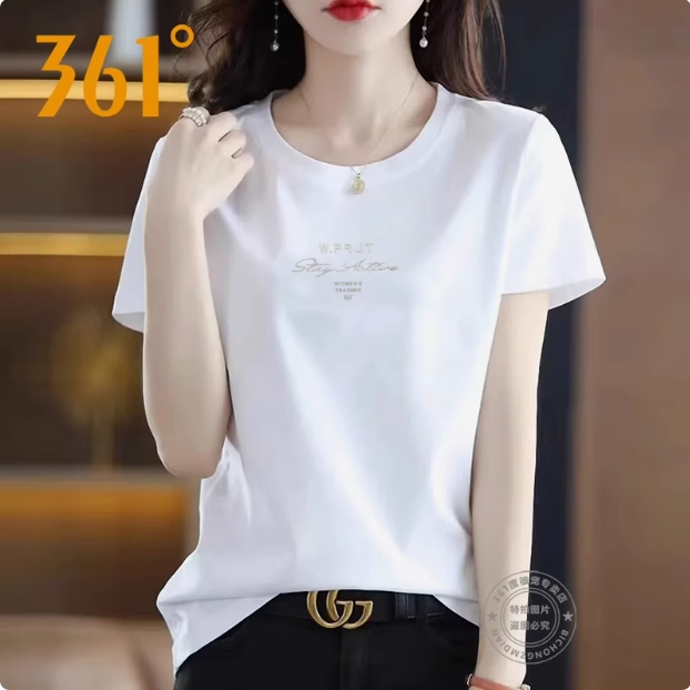 361女装圆领短T恤2025夏季新款女子纯棉休闲透气短袖T恤562524117