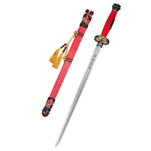 龙泉宝剑青莲剑红鱼皮张叶胜作品花纹钢收藏刀剑真剑未开刃旗舰店