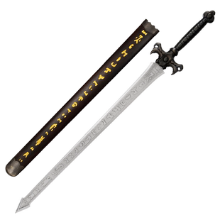 龙泉宝剑魔剑影视剑花纹钢黄铜做旧一体刀剑刀具防身冷兵器未开刃