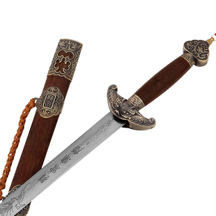 龙泉宝剑 花纹钢长剑 青古铜乾隆剑 龙泉剑 收藏刀剑 未开刃