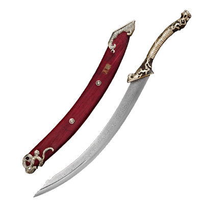 龙泉宝剑弦月破空刀花纹钢紫木鞘