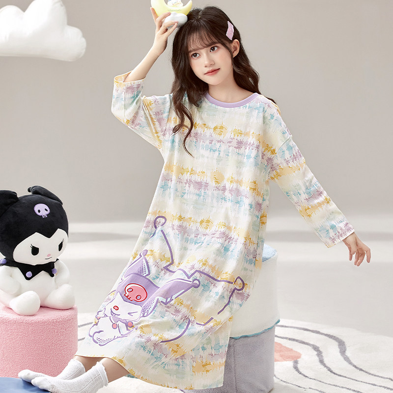 儿童睡衣春秋季纯棉中大童女童睡裙6-12岁女孩长袖2026新款家居服