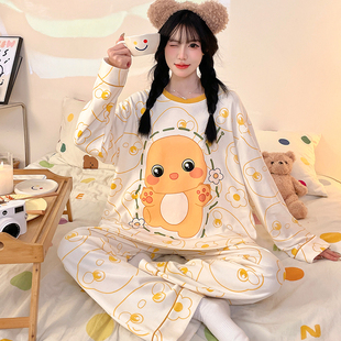 奶龙女童睡衣2026春秋季新款纯棉初中生卡通套装女大童圆领家居服
