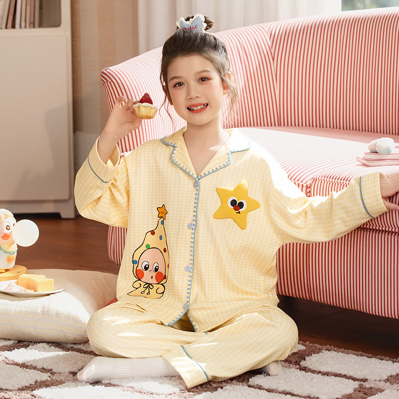 2026新款女童睡衣春秋季款儿童纯棉长袖中大童女孩可爱家居服套装