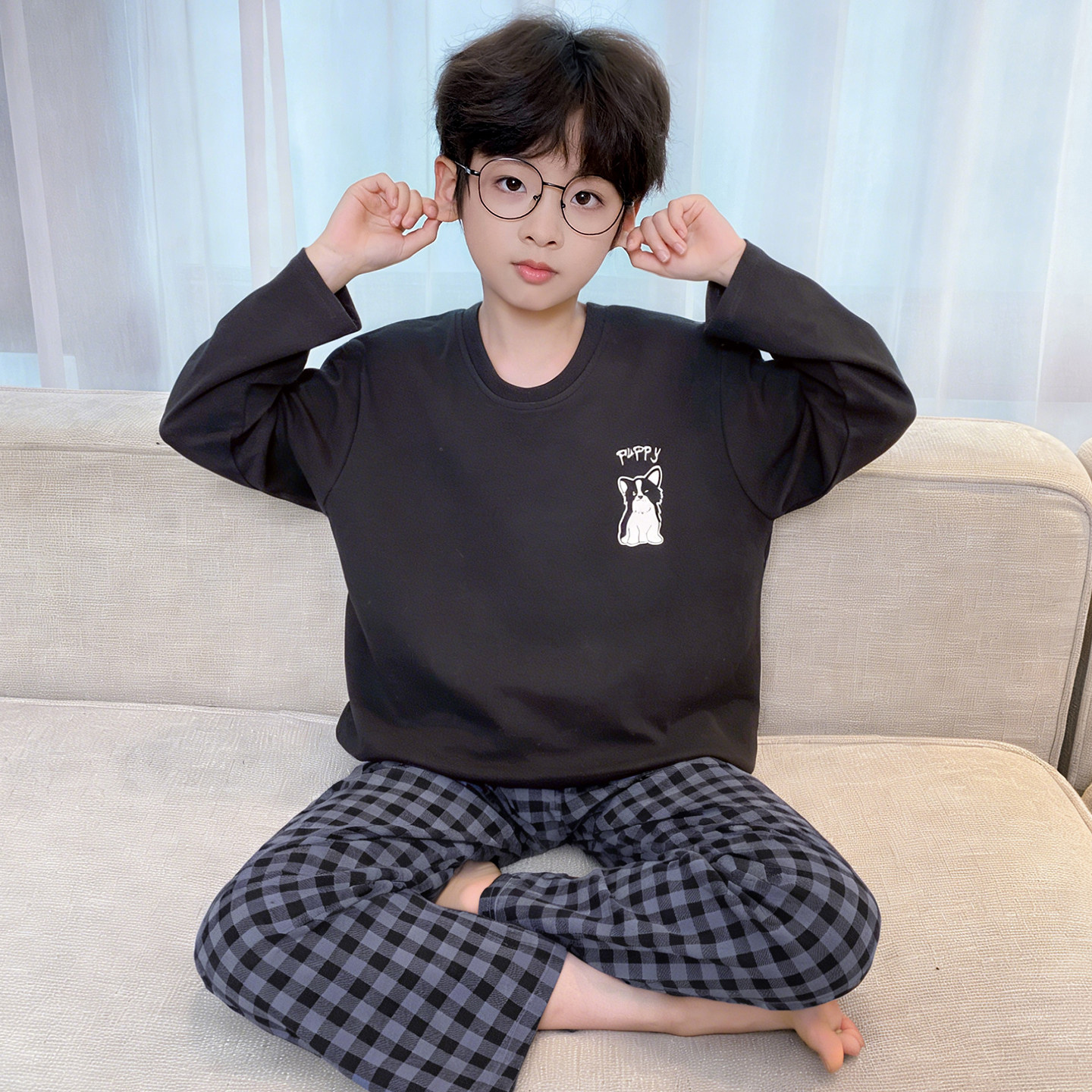 2026儿童睡衣男童春秋季新款纯棉6-12岁男孩中大童卡通家居服套装