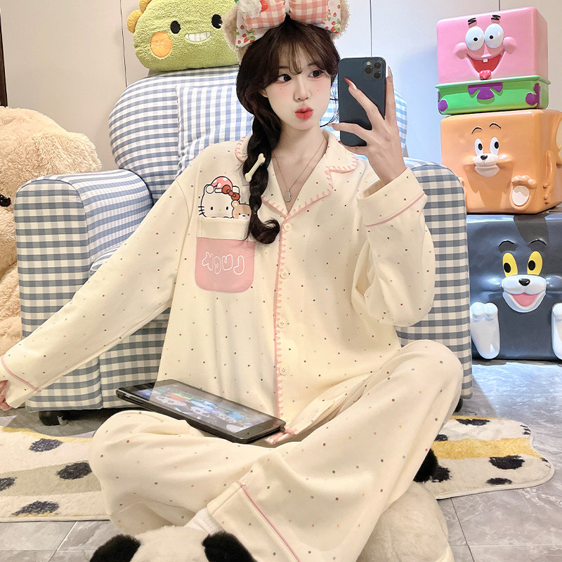 2026新款女童睡衣春秋季款儿童纯棉长袖初中生女孩洋气家居服套装