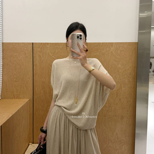 宽松显瘦罩衫 韩版 设计感不规则慵懒时尚 气质针织衫 休闲简约蝙蝠袖