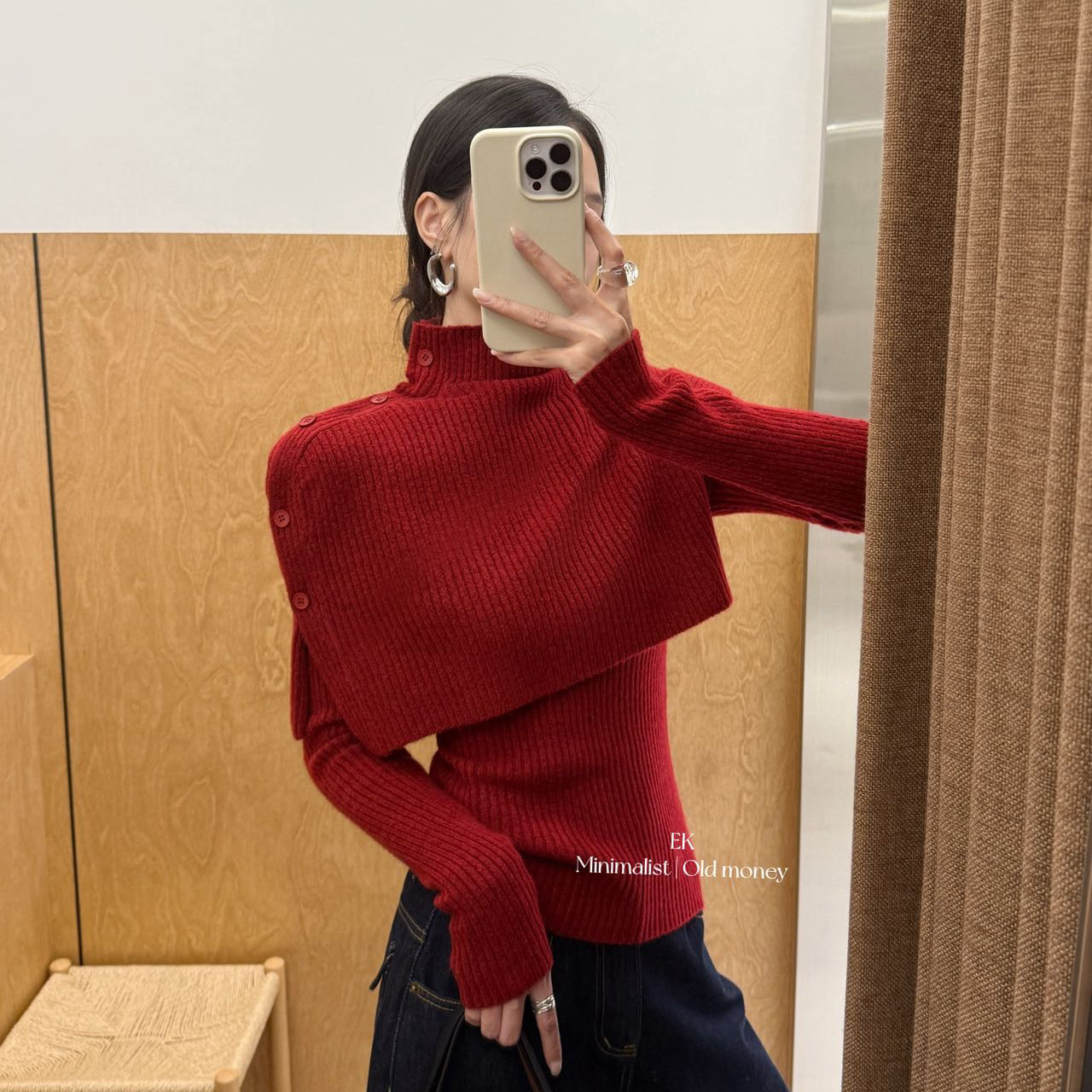 韩版复古千金感时髦收腰打底毛衣+中高领斗篷披肩针织衫两件套女