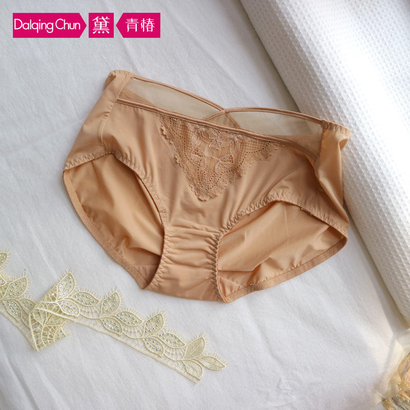 性感纯欲法式蕾丝细带交叉微透纱拼牛奶丝内裤女士亲肤舒适裆中腰,女士内衣/男士内衣/家居服,女三角裤,淘宝优惠券,粉丝福利购,淘宝优惠卷