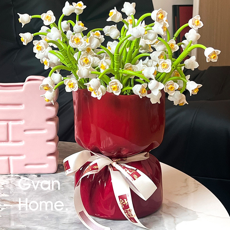 Mimi Home法式奶油风陶瓷花瓶家居摆件高级个性插花客厅玄关软装,鲜花速递/花卉仿真/绿植园艺,花瓶,淘宝优惠券,粉丝福利购,淘宝优惠卷