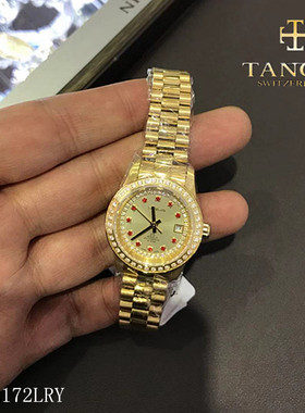 瑞士TANGIN天珺女表 正品金色机械手表全自动TA2172LRY情侣2172