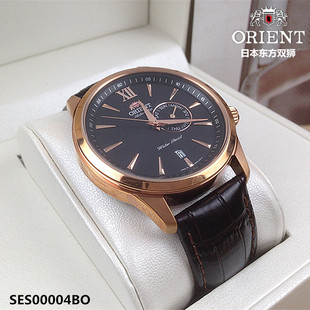 日本Orient/东方双狮表 机械男表全自动皮带防水手表SES00004BO