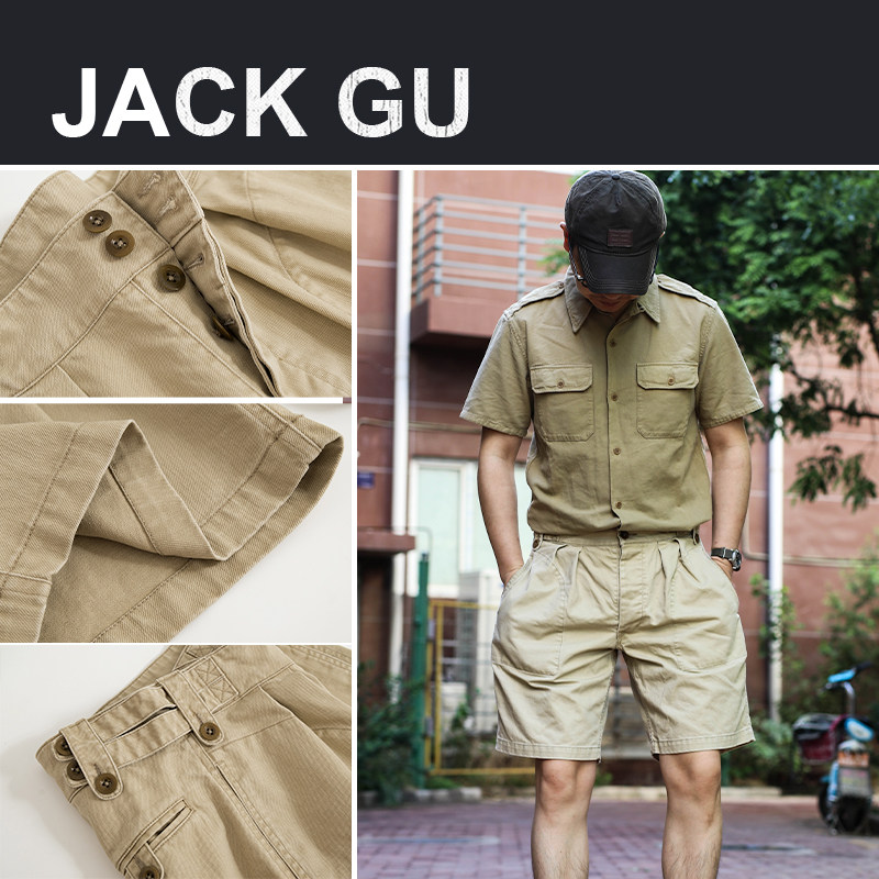 JACK GU英军短裤军事风格纯棉复古户外男士夏季JG118