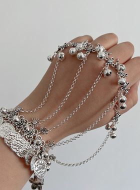 敦煌民族风连指戒指手链一体链